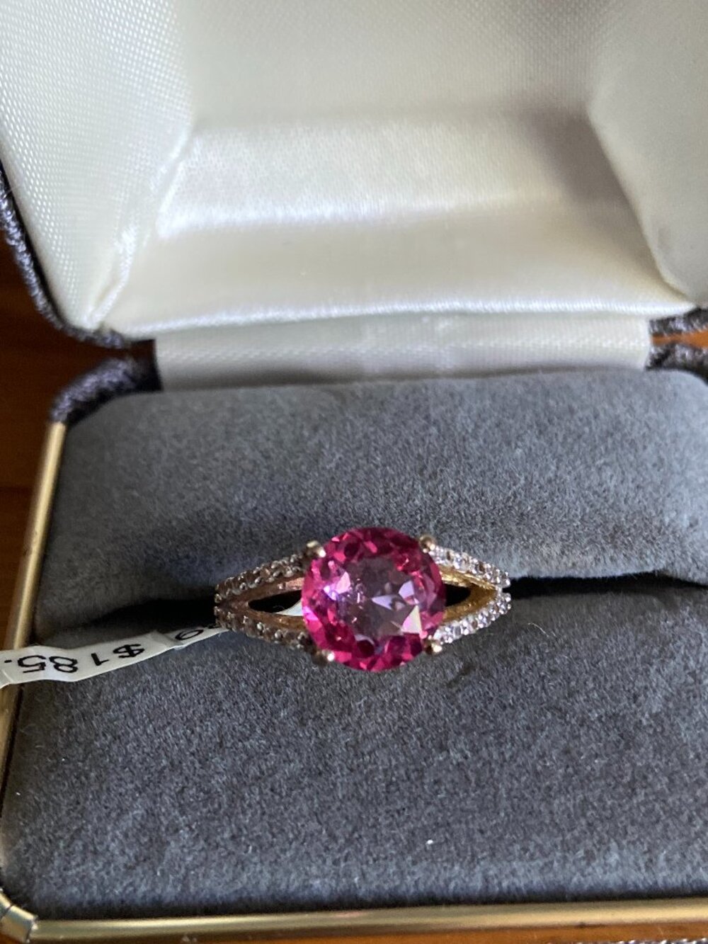Pink Topaz w/White Topaz Ring
